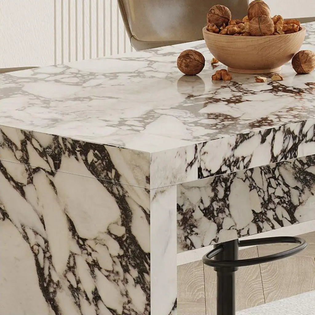 Minimalist White Terrazzo Marble Bar Tables for Kitchen