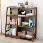 5-Tier Walnut Wooden Open Ladder Bookshelf