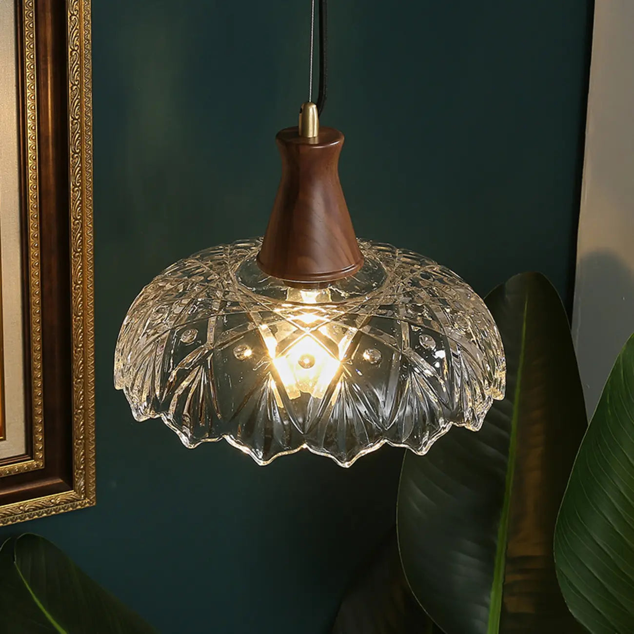 Adjustable Glass Flower Hanging Pendant Light for Living Room