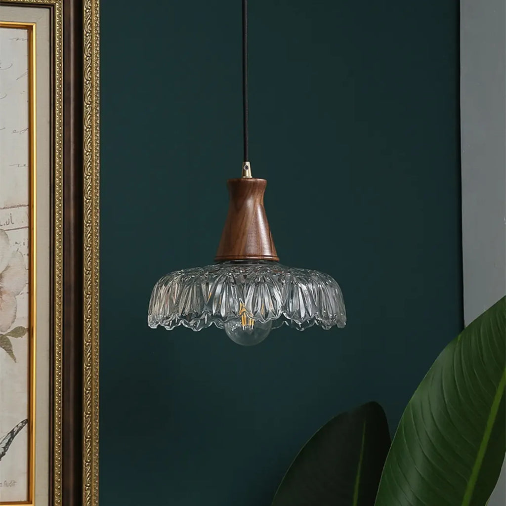 Adjustable Glass Flower Hanging Pendant Light for Living Room