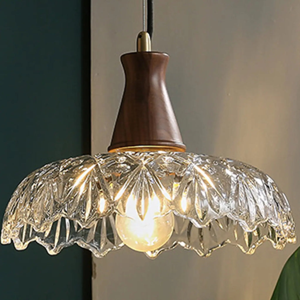 Adjustable Glass Flower Hanging Pendant Light for Living Room