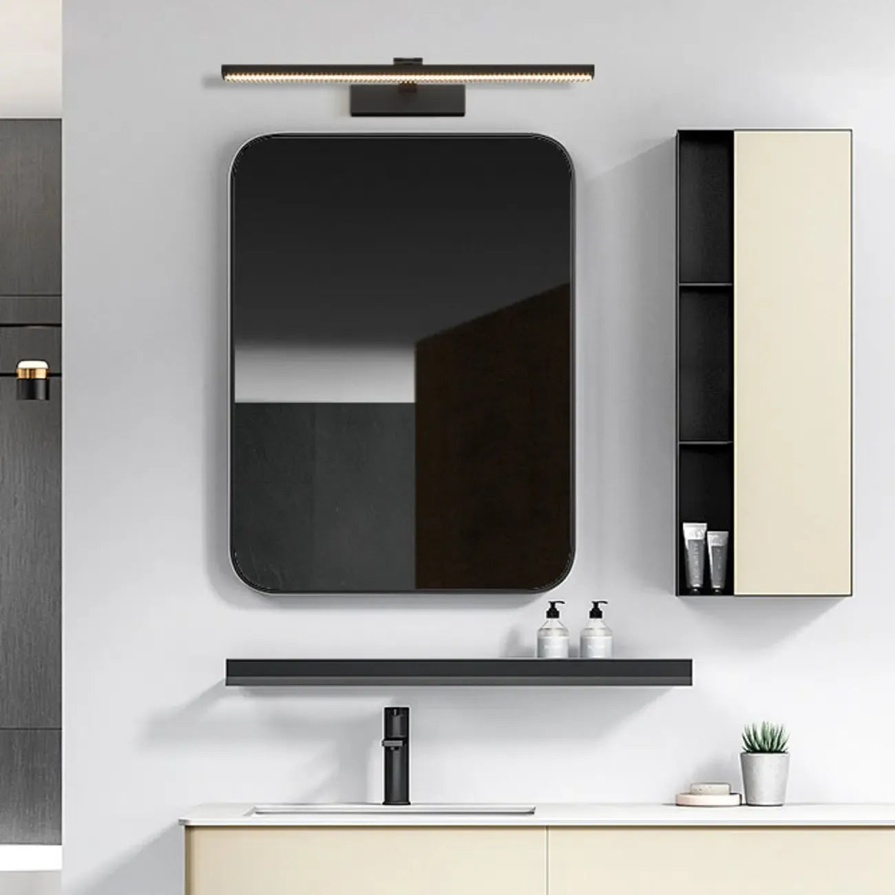 Elegant Black LED Vanity Light with Acrylic Shade for Bathroom