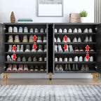 Elegant Grey Wood Hallway Shoe Cabinet with Metal Legs
