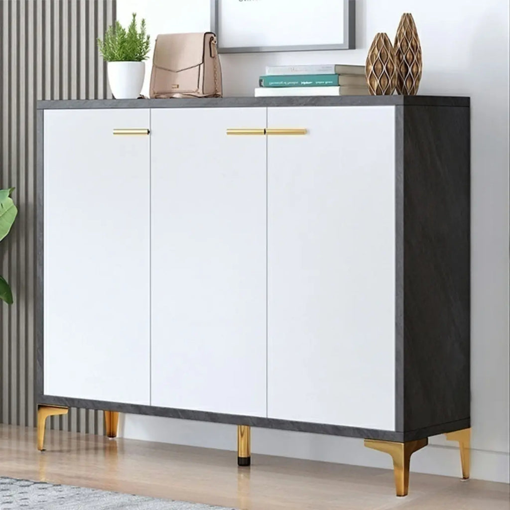 Elegant Grey Wood Hallway Shoe Cabinet with Metal Legs