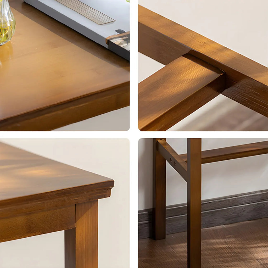Modern Natural Finish Wooden Fixed Top Footrest Bar Tables