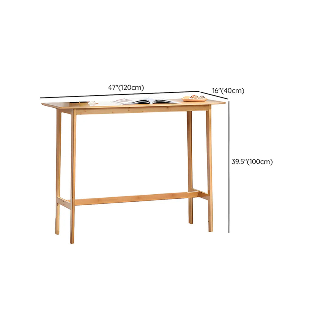 Modern Natural Finish Wooden Fixed Top Footrest Bar Tables