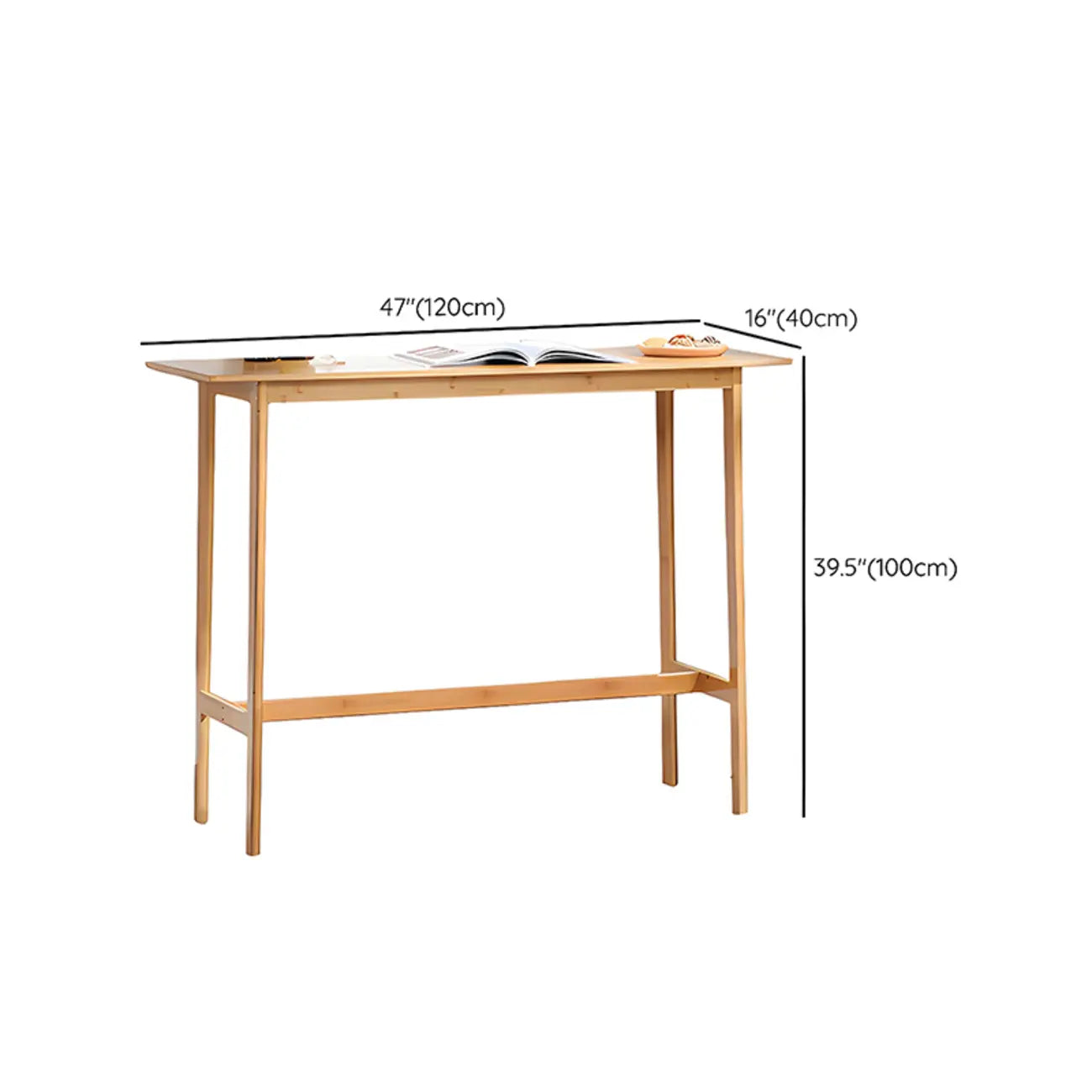 Modern Natural Finish Wooden Fixed Top Footrest Bar Tables