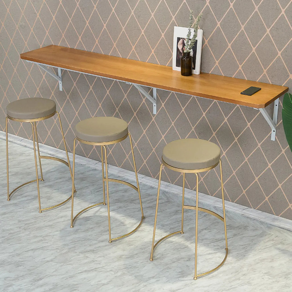 Rectangular Solid Wood Wall Mounted Bar Table