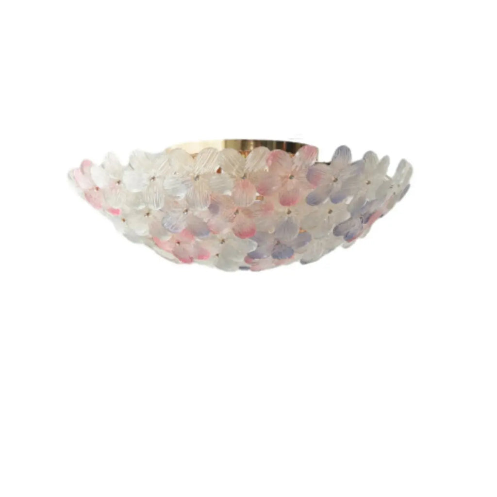 Elegant Floral Glass Dome Semi Flush Ceiling Light