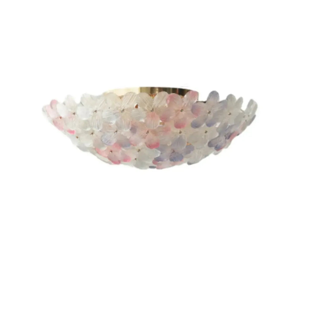 Elegant Floral Glass Dome Semi Flush Ceiling Light