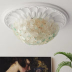 Elegant Floral Glass Dome Semi Flush Ceiling Light