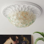 Elegant Floral Glass Dome Semi Flush Ceiling Light