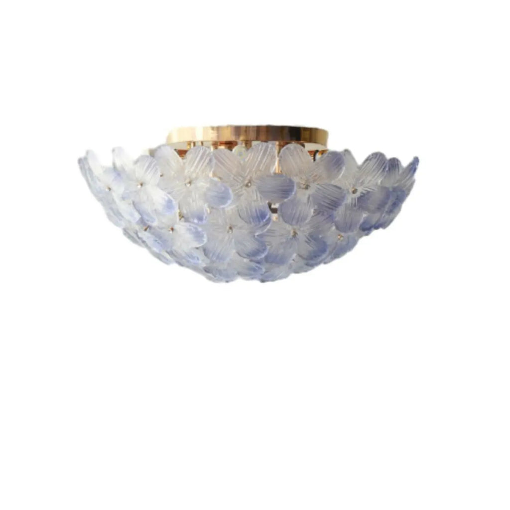 Elegant Floral Glass Dome Semi Flush Ceiling Light