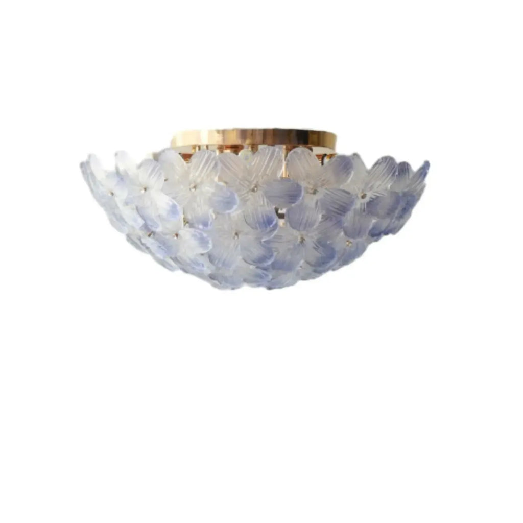 Elegant Floral Glass Dome Semi Flush Ceiling Light