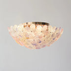 Elegant Floral Glass Dome Semi Flush Ceiling Light