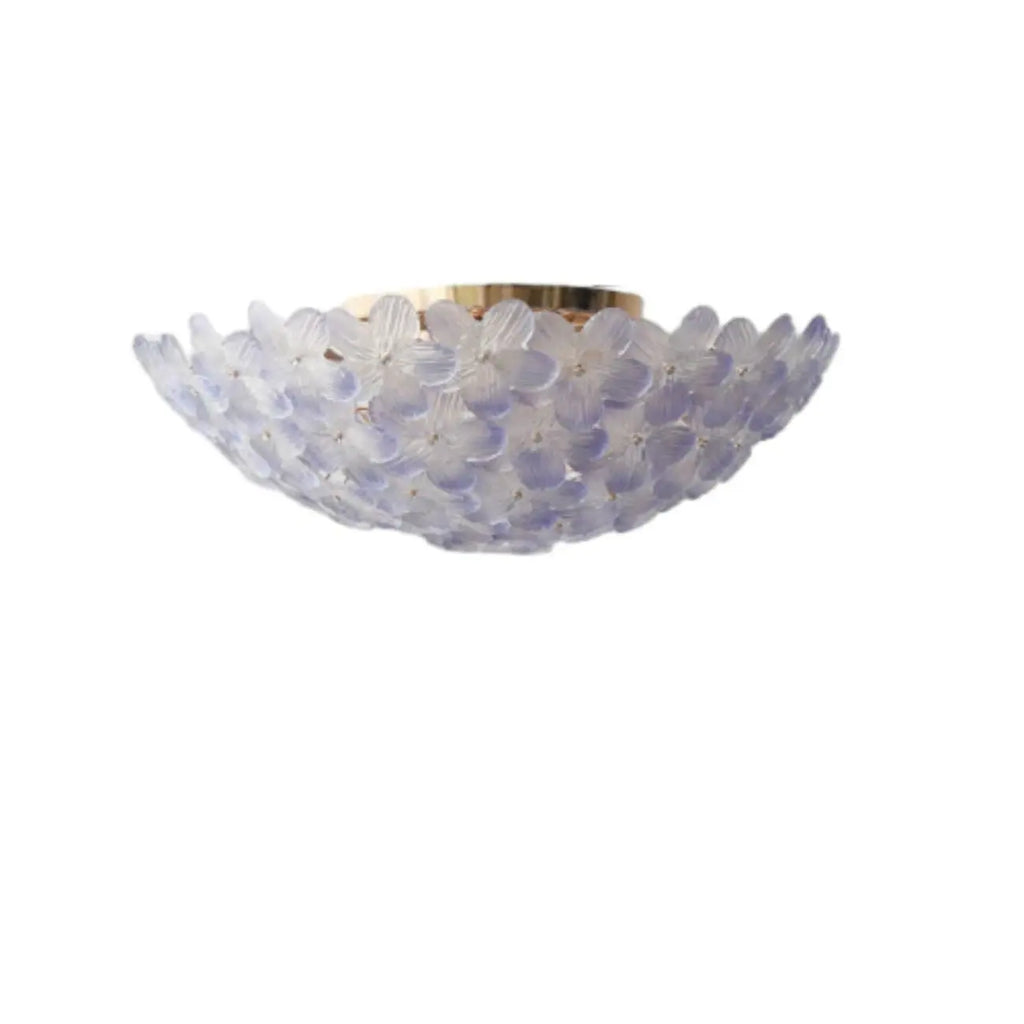 Elegant Floral Glass Dome Semi Flush Ceiling Light