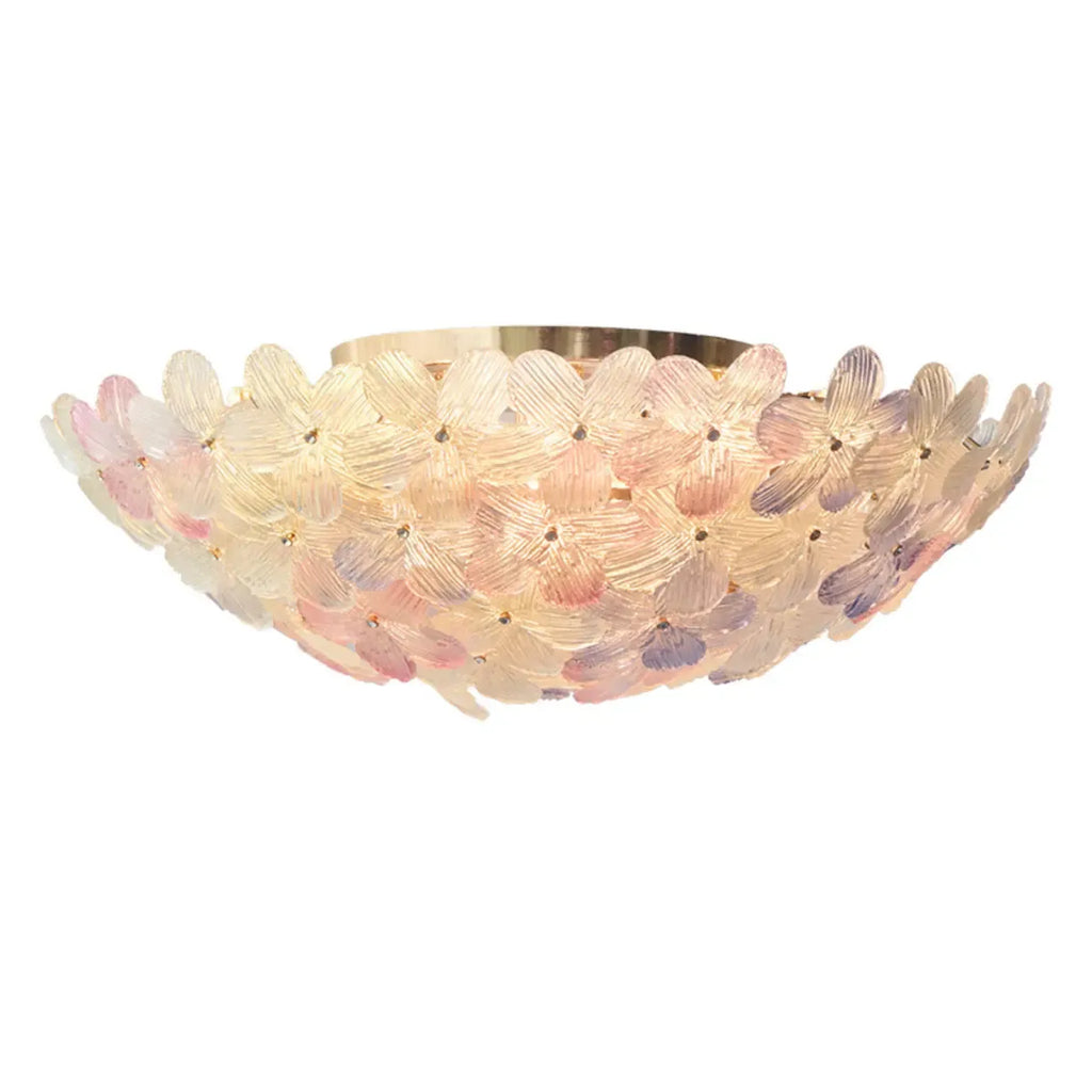 Elegant Floral Glass Dome Semi Flush Ceiling Light