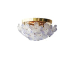 Elegant Floral Glass Dome Semi Flush Ceiling Light