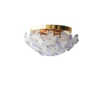 Elegant Floral Glass Dome Semi Flush Ceiling Light
