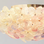 Elegant Floral Glass Dome Semi Flush Ceiling Light