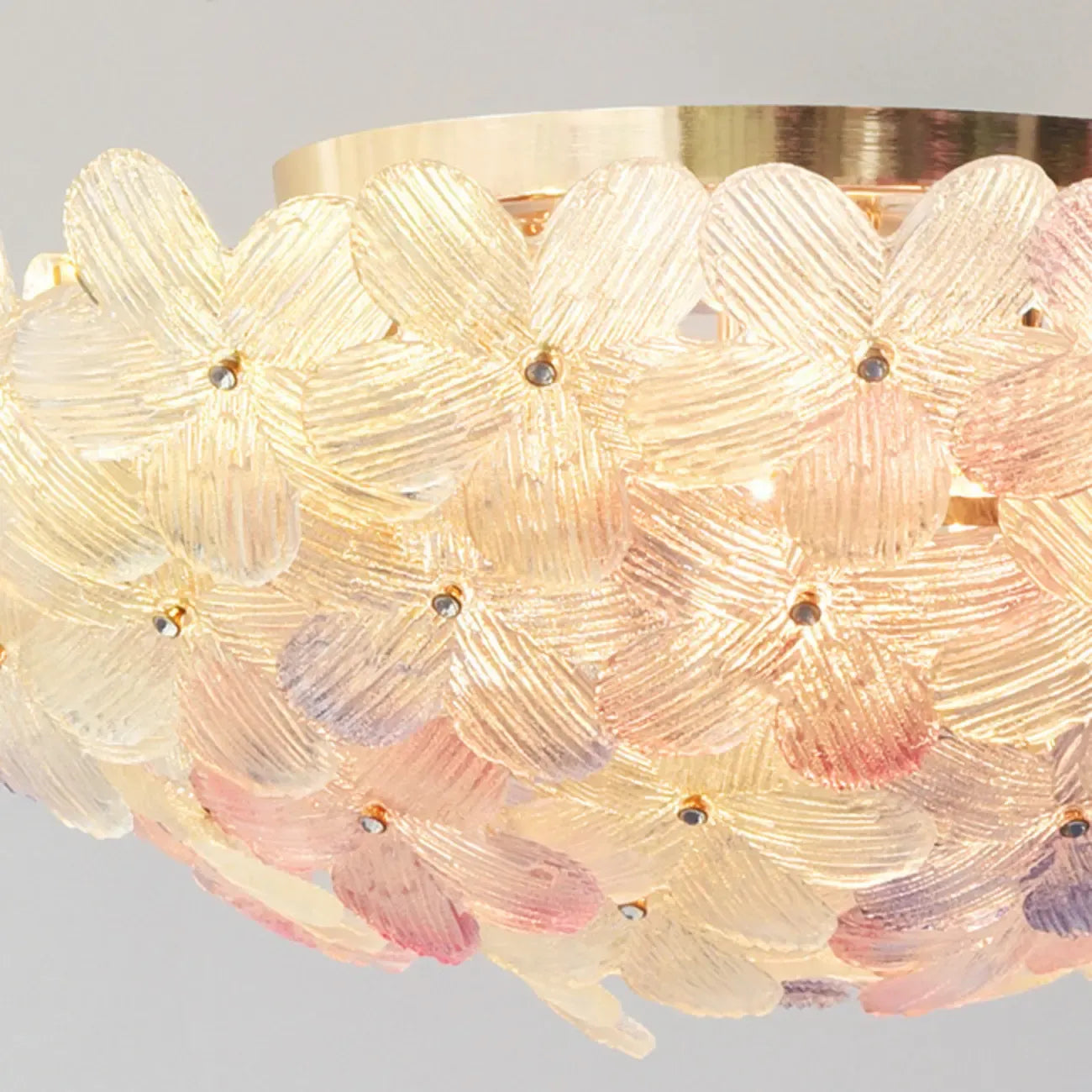 Elegant Floral Glass Dome Semi Flush Ceiling Light