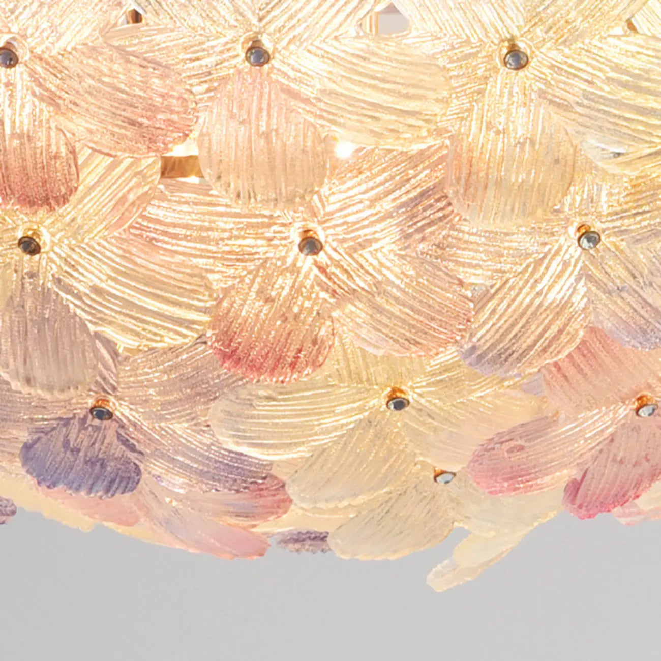 Elegant Floral Glass Dome Semi Flush Ceiling Light