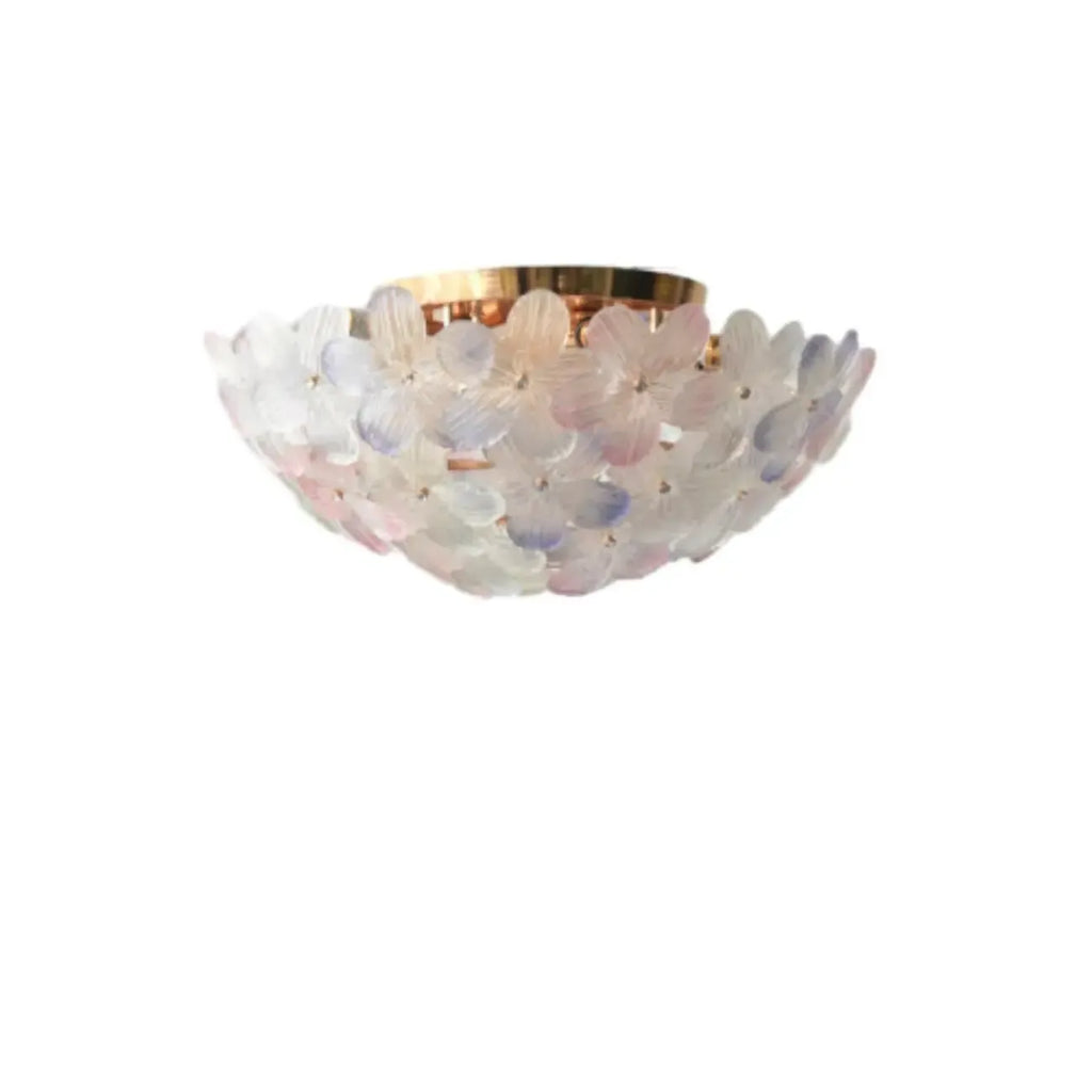 Elegant Floral Glass Dome Semi Flush Ceiling Light