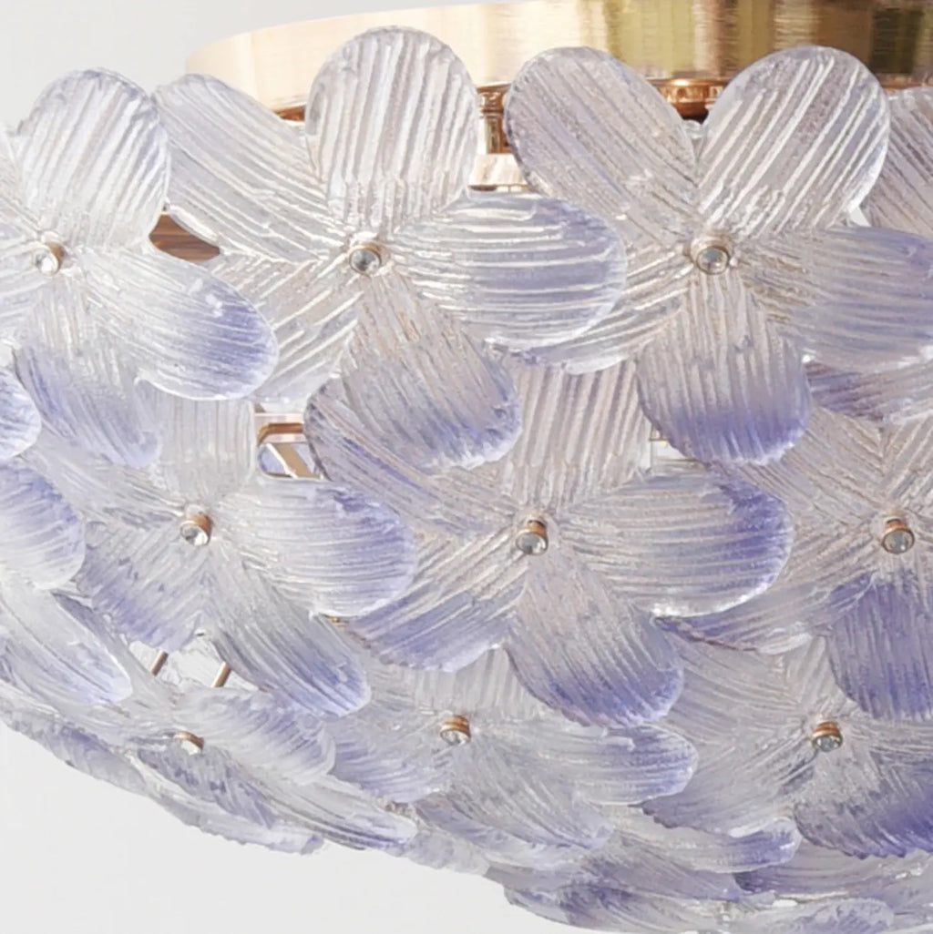 Elegant Floral Glass Dome Semi Flush Ceiling Light