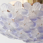 Elegant Floral Glass Dome Semi Flush Ceiling Light