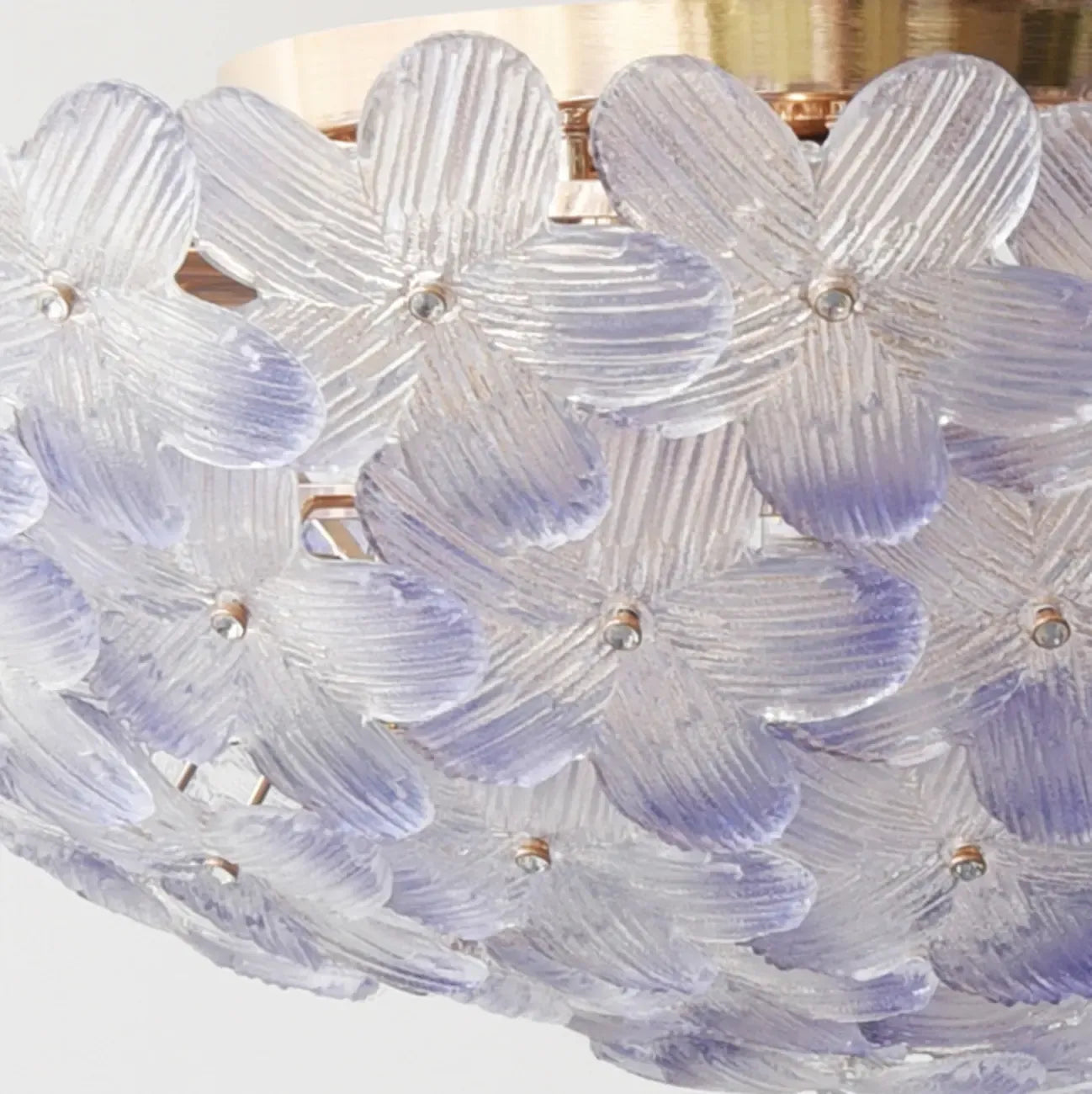 Elegant Floral Glass Dome Semi Flush Ceiling Light