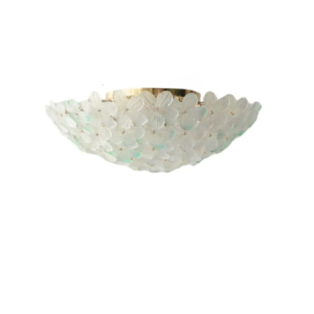 Elegant Floral Glass Dome Semi Flush Ceiling Light