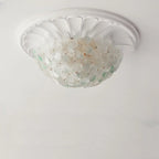 Elegant Floral Glass Dome Semi Flush Ceiling Light