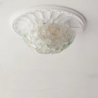 Elegant Floral Glass Dome Semi Flush Ceiling Light