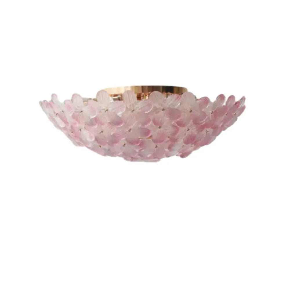 Elegant Floral Glass Dome Semi Flush Ceiling Light