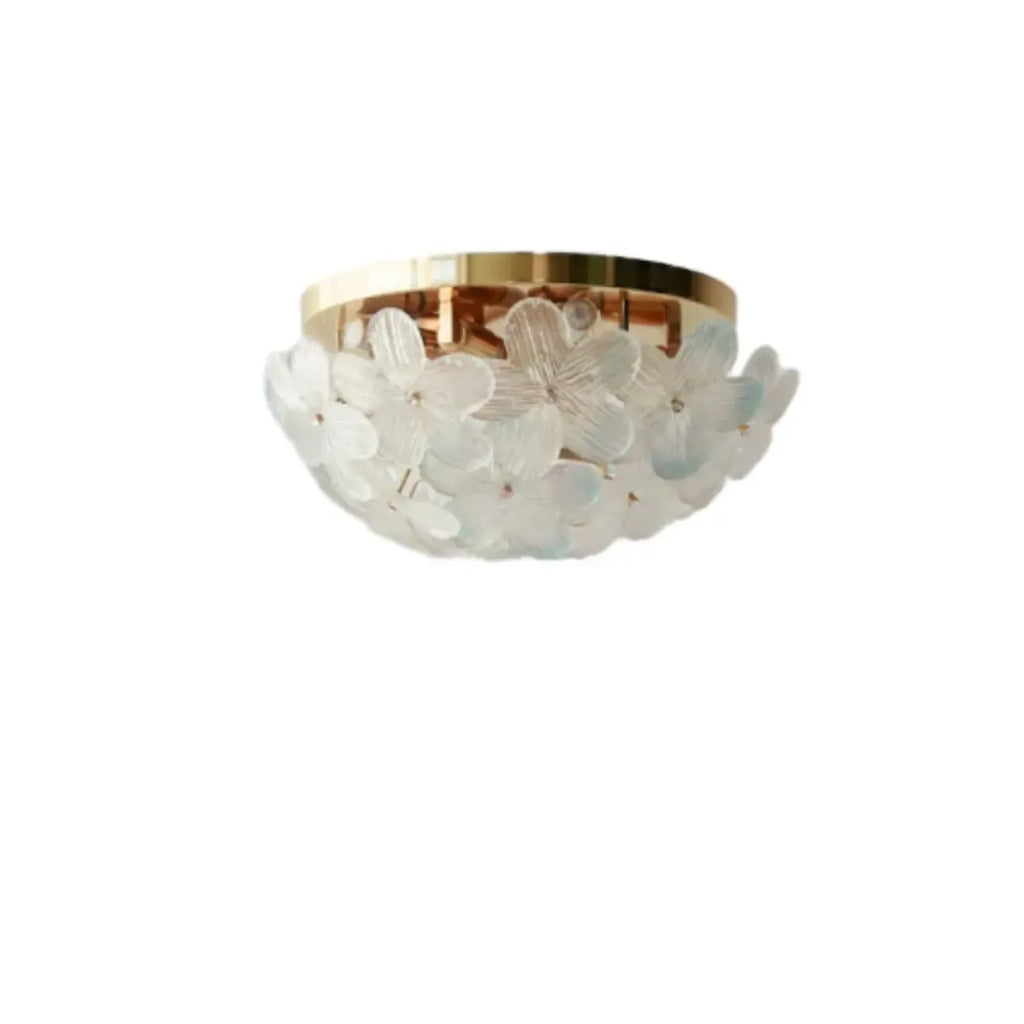 Elegant Floral Glass Dome Semi Flush Ceiling Light