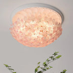 Elegant Floral Glass Dome Semi Flush Ceiling Light