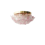 Elegant Floral Glass Dome Semi Flush Ceiling Light