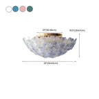 Elegant Floral Glass Dome Semi Flush Ceiling Light
