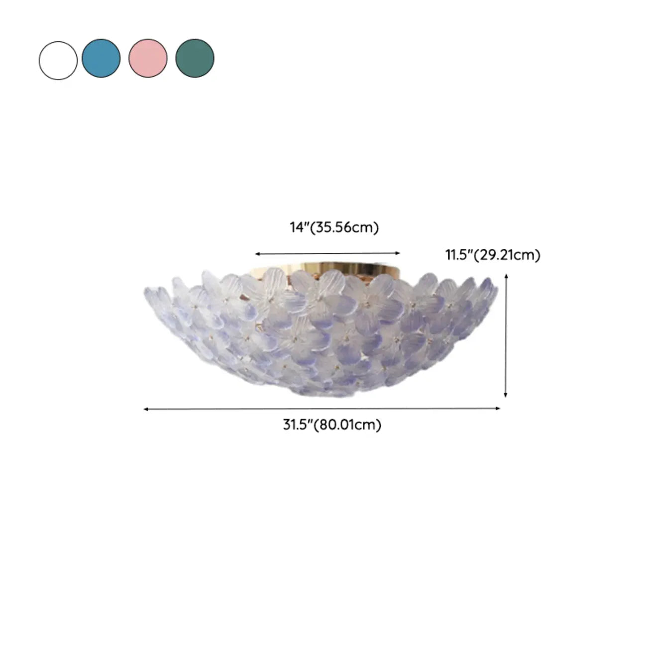 Elegant Floral Glass Dome Semi Flush Ceiling Light