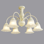 Beige Vintage Down Frosted Bell Glass Semi Flush Ceiling Light