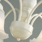 Beige Vintage Down Frosted Bell Glass Semi Flush Ceiling Light