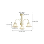 Beige Vintage Down Frosted Bell Glass Semi Flush Ceiling Light