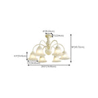 Beige Vintage Down Frosted Bell Glass Semi Flush Ceiling Light