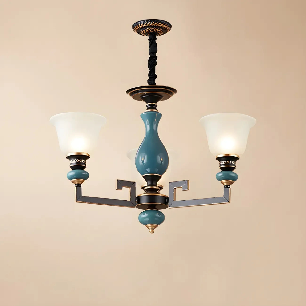 Black Ceramic Glass Geometric Chandelier Light