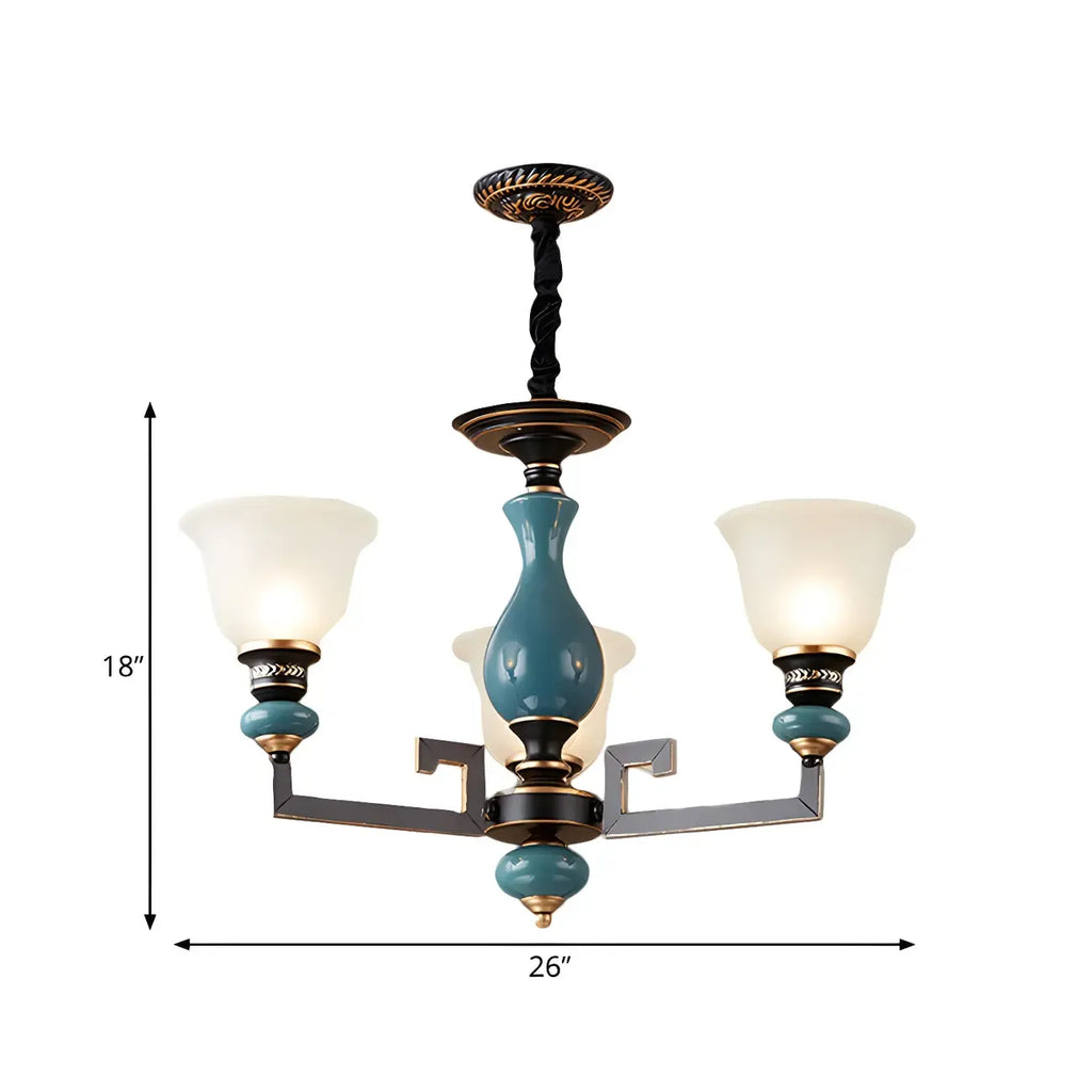 Black Ceramic Glass Geometric Chandelier Light