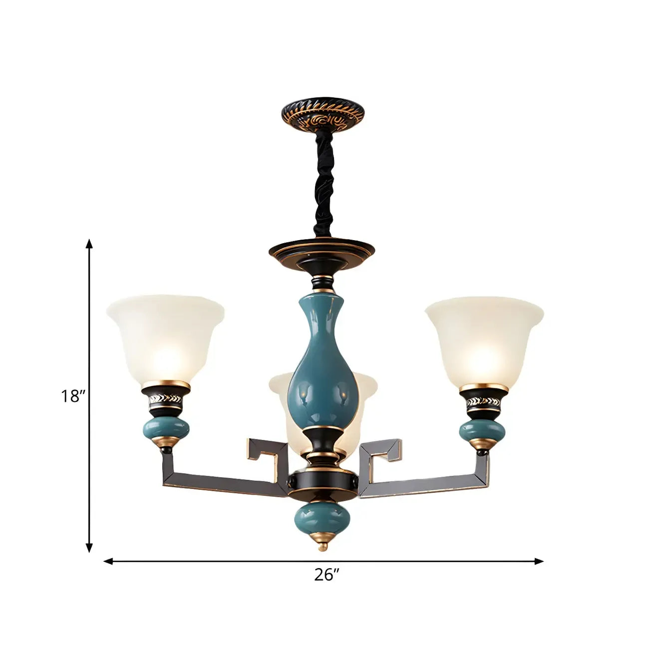Black Ceramic Glass Geometric Chandelier Light