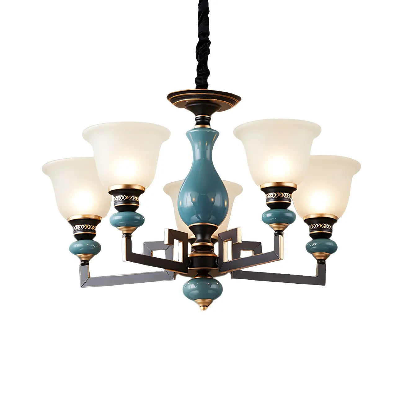 Black Ceramic Glass Geometric Chandelier Light