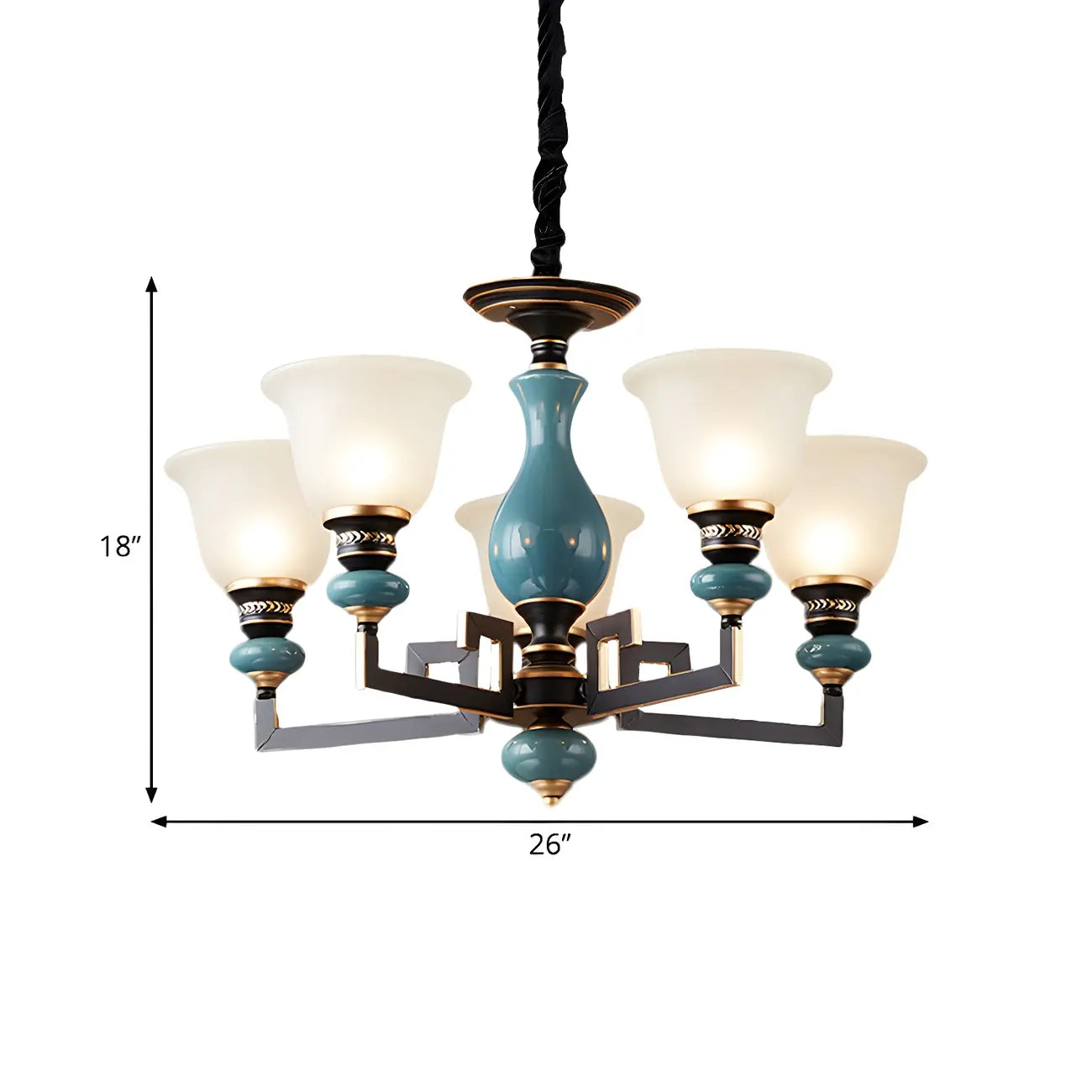 Black Ceramic Glass Geometric Chandelier Light