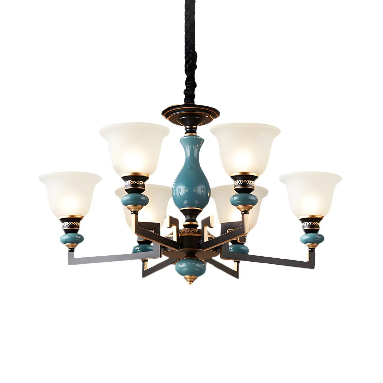 Black Ceramic Glass Geometric Chandelier Light