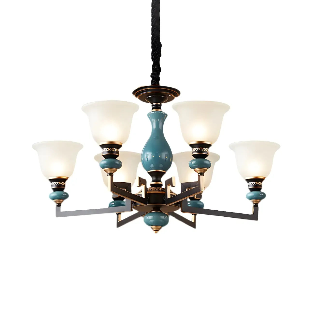 Black Ceramic Glass Geometric Chandelier Light